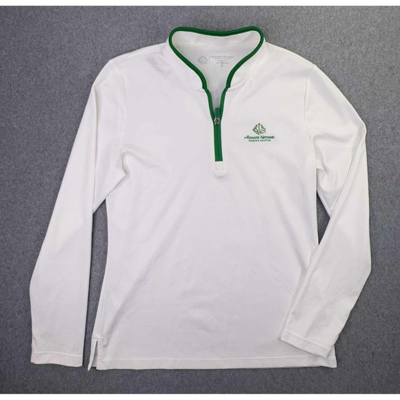 Tory Burch Sport x Augusta National Womens M 1/4 Zip Pullover White Green Golf - Picture 3 of 8